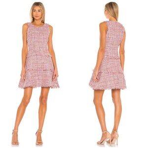 BOGO! Revolve Likely Tweed Fringe Jewel Mini Dress Pink Metallic Size 8